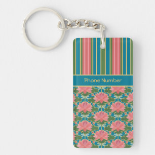 Roze Waterlelies, Dragonflies, Aangepaste Sleutelh Sleutelhanger