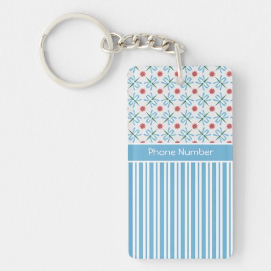 Roze Waterlelies, Dragonflies, Aangepaste Sleutelh Sleutelhanger (Voorkant)