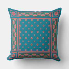 Roze waterlelies op diepblauw Pillow of Cushion Kussen