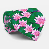Roze waterlelies op een pool stropdas (Opgerold)