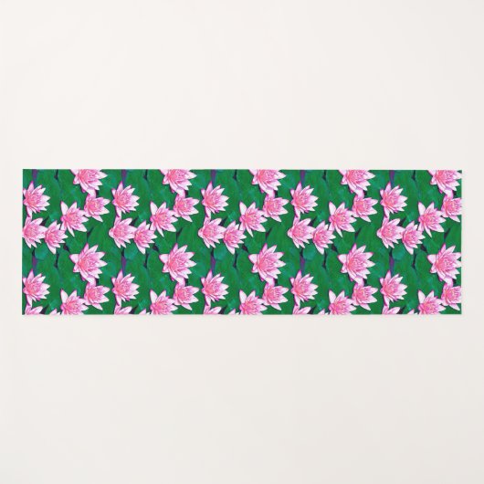 Roze waterlelies op een pool yogamat (Voorkant (horizontaal))