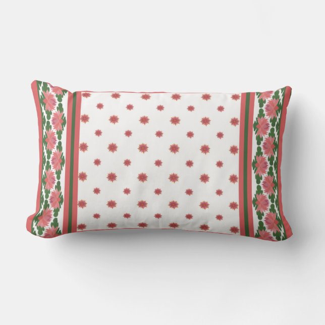 Roze waterlelies op witte lumbar Pillow, kussen (Voorkant)