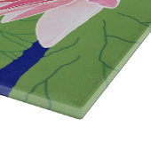  roze waterlelies: snijvlak glas snijplank (Hoek)