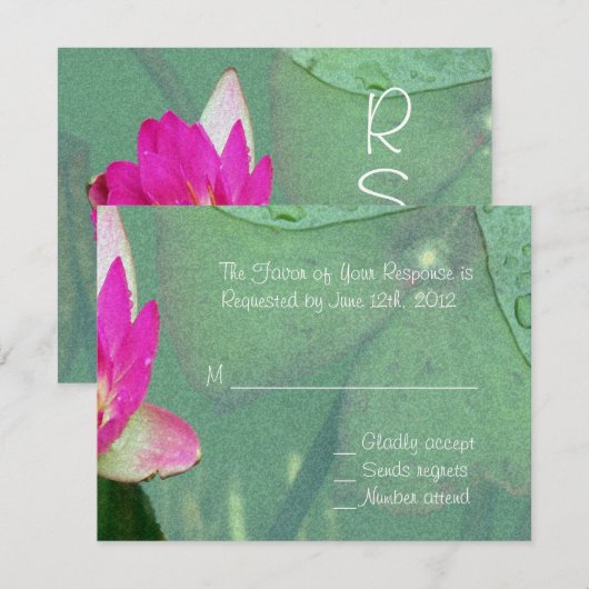 roze waterliemenbloemkaart RSVP (Voorkant / Achterkant)