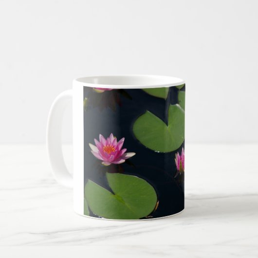 Roze waterlilies koffiemok (Voorkant links)