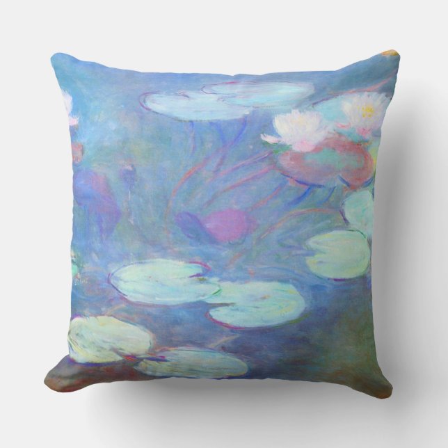 Roze waterlilies Monet Fine Art Buitenkussen (Voorkant)