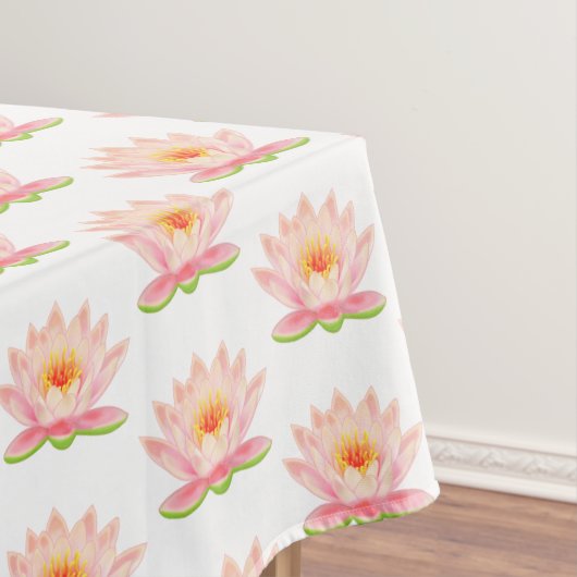 Roze waterLily Flowers op White Tablecloth Tafelkleed (Voorbeeld)