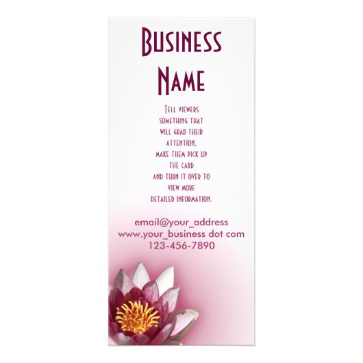 Roze waterLily Fotografie Business Custom Reclamekaart (Voorkant)