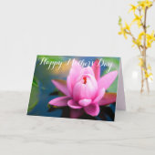 Roze Waterlily Happy Moederdag Wenskaart Kaart (Gele Bloem)