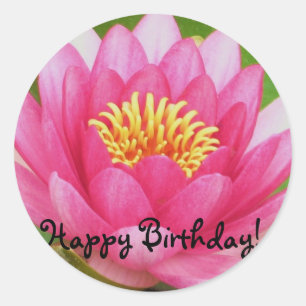 Roze waterlily/Lotus Flower Birthday Sticker
