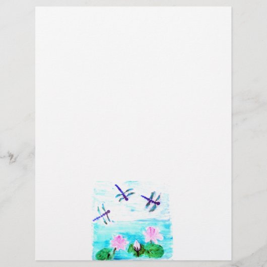 Roze waterlily Pond Schilderen met Dragonfly (Voorkant)