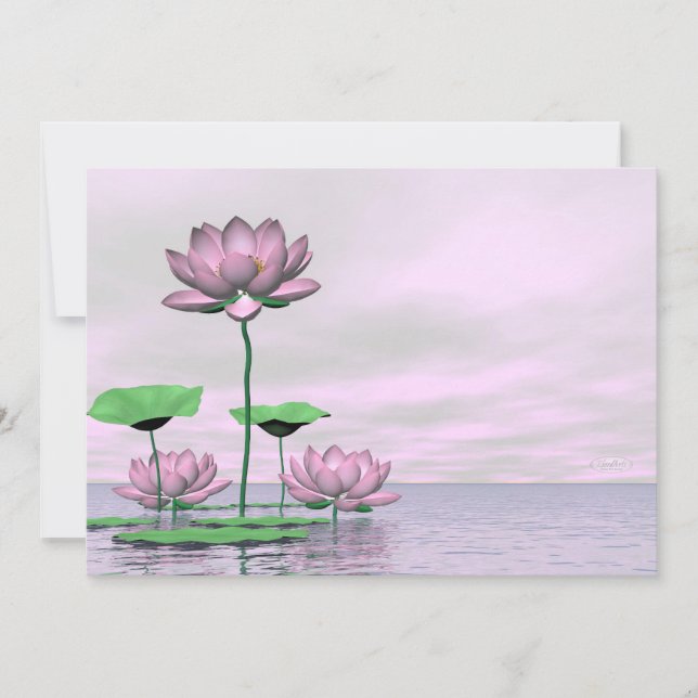 Roze waterlinnen en lotusbloemen - 3D rendering (Voorkant)