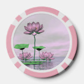 Roze waterlinnen en lotusbloemen - 3D rendering Pokerchips (Achterkant)