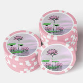Roze waterlinnen en lotusbloemen - 3D rendering Pokerchips (Opstapeling)