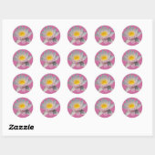 Roze waterlivestikkers ronde sticker (Vel)