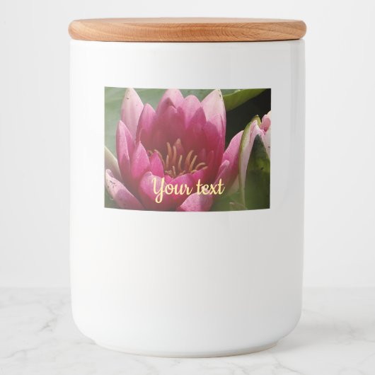 Roze waterlly voedselcontainer etiket (Voorkant)
