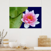 Roze waterlust met boeddha-citaat poster (Keuken)