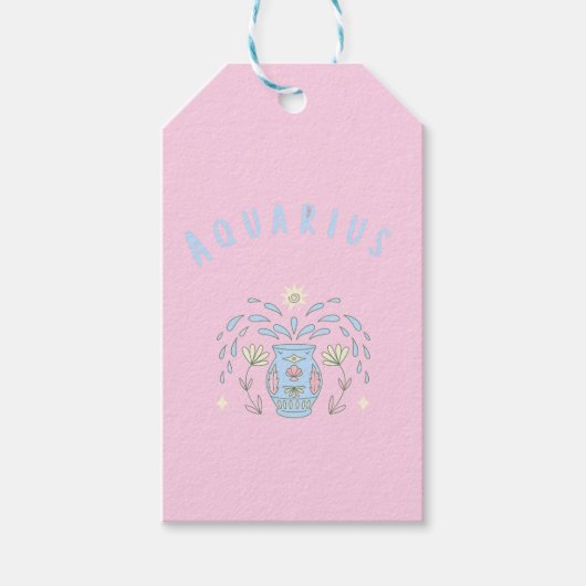 Roze Waterman, sterrenbeeld, sterrenbeeld afdruk Cadeaulabel (Voorkant)