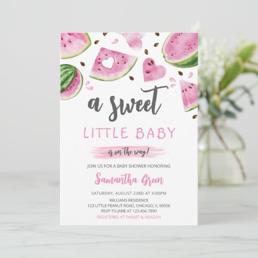 Roze Watermeloen Baby shower Kaart (Staand voorkant)