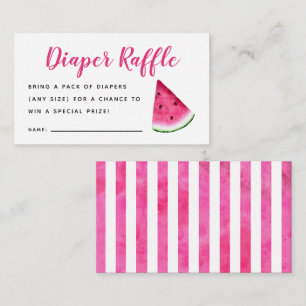 Roze Watermeloen Baby shower Luier Raffle Ticket Informatiekaartje