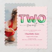 Roze watermeloen ballon 2e verjaardag uitnodiging (Voorkant / Achterkant)