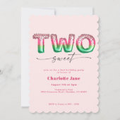 Roze watermeloen ballon 2e verjaardag uitnodiging (Voorkant)