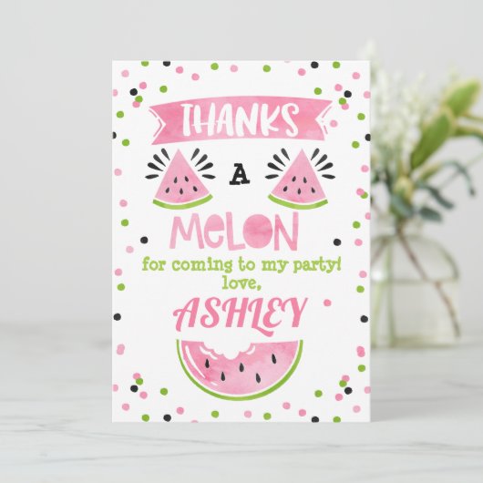 Roze watermeloen Birthday Hartelijk dank Bedankkaart (Staand voorkant)