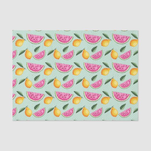 Roze Watermeloen & Citroenen (Ontwerp 29 Roze Reek Tissuepapier (Voorkant)