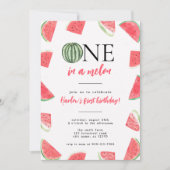 Roze Watermeloen Een in een meloen eerste verjaard Kaart (Voorkant)