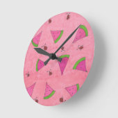 Roze Watermeloen en Dame Bugs Ronde Klok (Hoek)