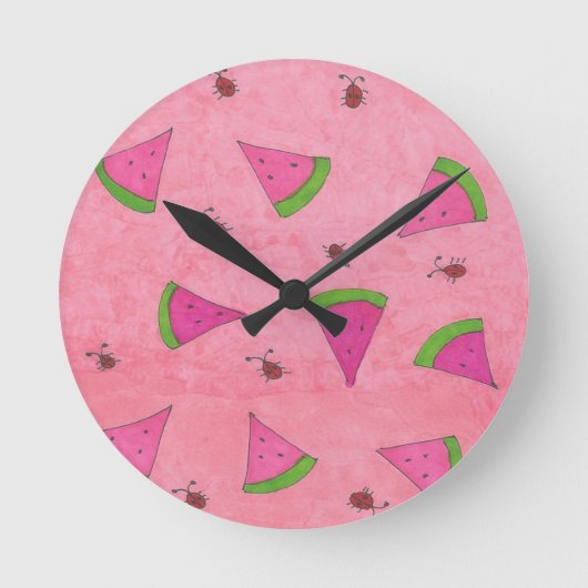 Roze Watermeloen en Dame Bugs Ronde Klok (Voorkant)