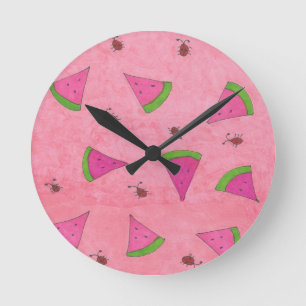 Roze Watermeloen en Dame Bugs Ronde Klok