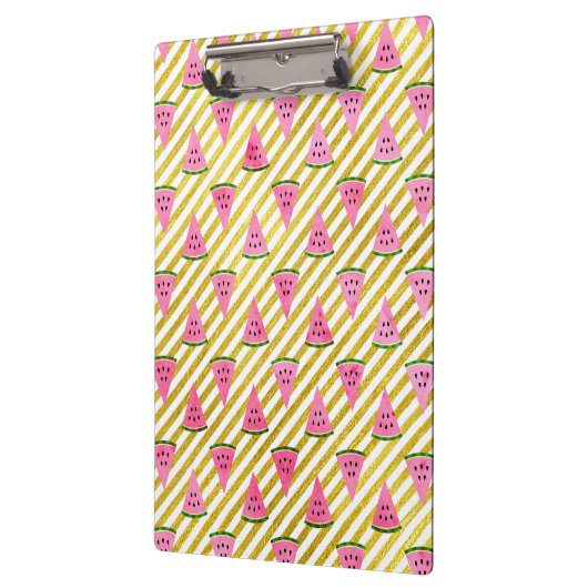Roze watermeloen en gele streep zomerpatroon klembord (Links)