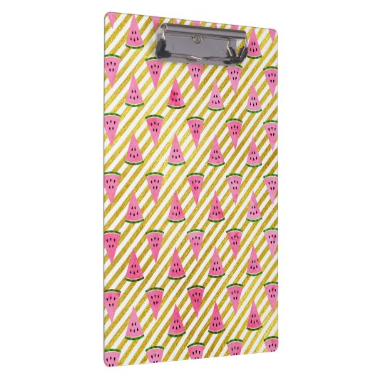 Roze watermeloen en gele streep zomerpatroon klembord (Rechts)