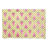 Roze watermeloen en gele streep zomerpatroon kussensloop (Voorkant)