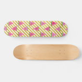 Roze watermeloen en gele streep zomerpatroon persoonlijk skateboard (Horizontaal)