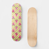 Roze watermeloen en gele streep zomerpatroon persoonlijk skateboard (Voorkant)