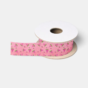 Roze watermeloen en Lady Bugs Satijnen Lint