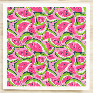 Roze Watermeloen Fruit Schijfjes Patroon Preppy Servet