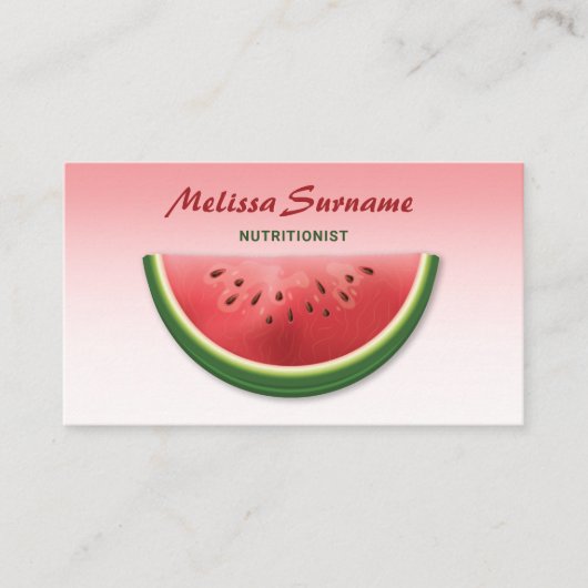 Roze Watermeloen Fruit Slice Diëtist Voedingsdesku Visitekaartje (Voorkant)