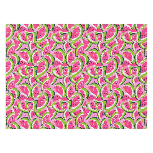Roze Watermeloen Fruit Slices Patroon Preppy Tafelkleed (Voorkant (Horizontaal))