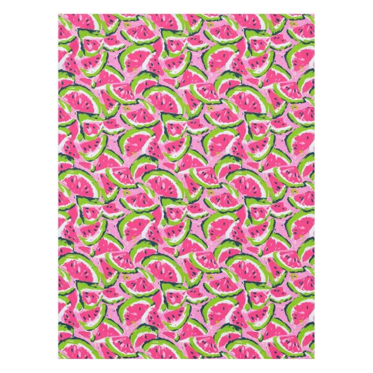 Roze Watermeloen Fruit Slices Patroon Preppy Tafelkleed (Voorkant)