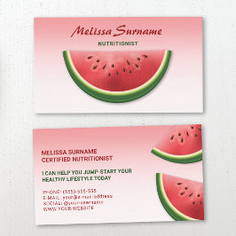 Roze Watermeloen Fruitsnij Dietist Voedingsdeskund Visitekaartje