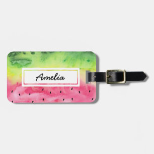 Roze watermeloen Gepersonaliseerd Bagagelabel