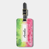 Roze watermeloen Gepersonaliseerd Bagagelabel (Voorkant verticaal)