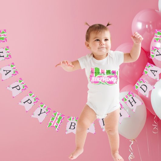 Roze Watermeloen Happy Birthday Bunting banner