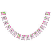 Roze Watermeloen Happy Birthday Bunting banner (Alle)