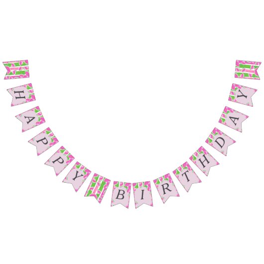 Roze Watermeloen Happy Birthday Bunting banner (Alle)