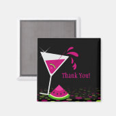 Roze Watermeloen Martini Dank je Magneet (Voorkant / Achterkant)