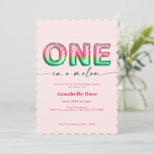 Roze Watermeloen Meisje Eerste Verjaardag uitnodig Kaart (Staand voorkant)